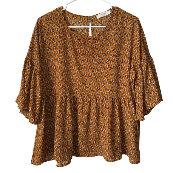 Rokoko Womens Floral Print Peplum Top Blouse S - Picture 1 of 8